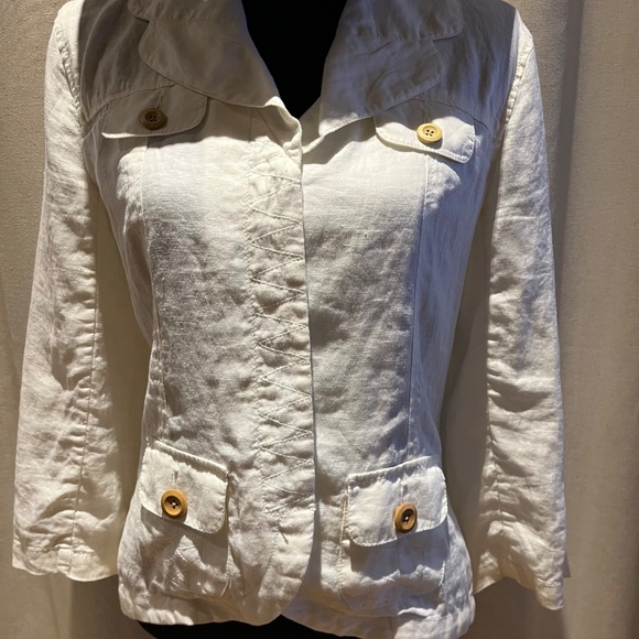 Merona White Linen Blazer Jacket Women’s Small - Picture 5 of 16